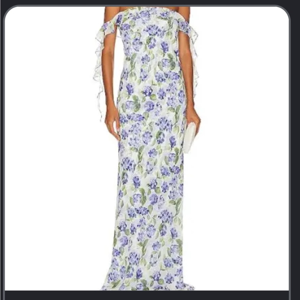 Amanda Uprichard Floral Off-Shoulder Dress - White and Purple